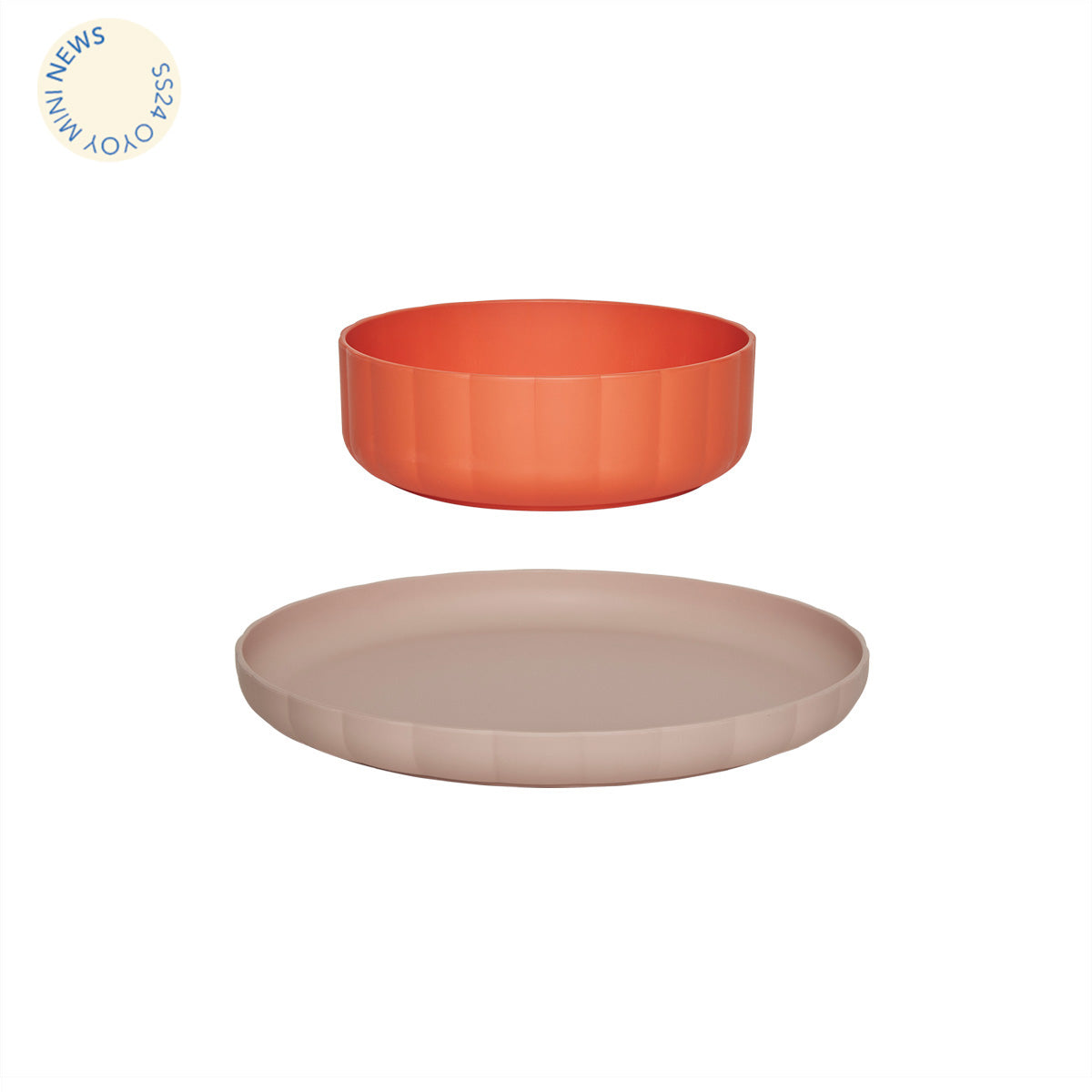 OYOY MINI Pullo Plate & Bowl - Set of 2 Dining Ware 402 Rose / Apricot