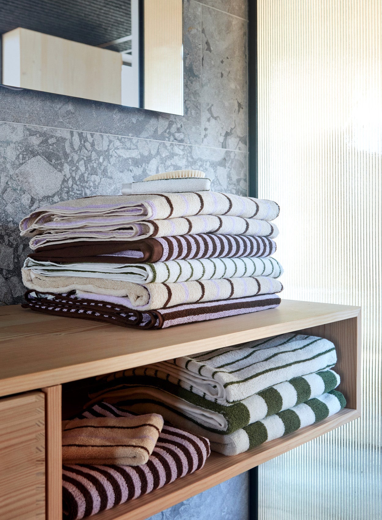 OYOY LIVING Raita Wash Cloth - Pack of 2 Towel 701 Green / Offwhite