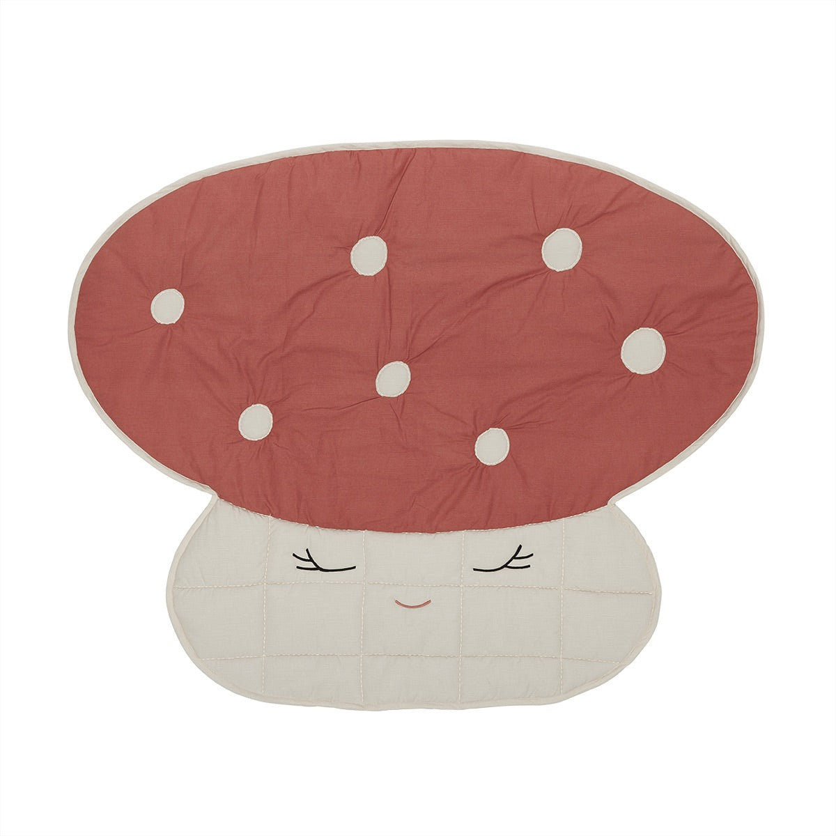 OYOY MINI Mushroom Quilted Blanket Blanket 102 Offwhite / Red