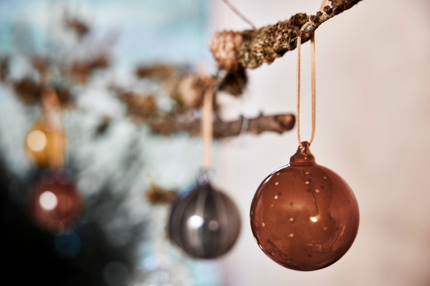 OYOY LIVING Natale Christmas Glass Ornament - Pack of 2 Christmas 902 Clear / Nutmeg