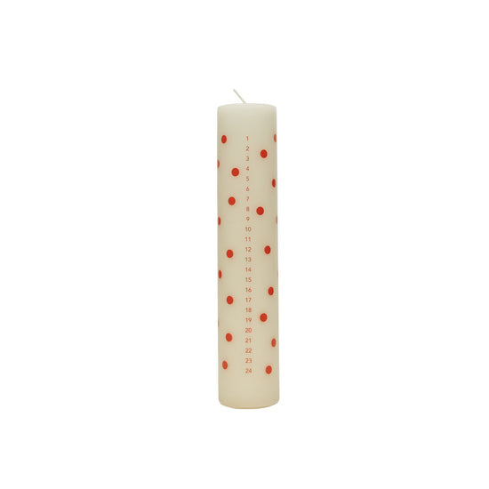 OYOY LIVING Polka Calendar Candle Christmas 102 Offwhite / Red