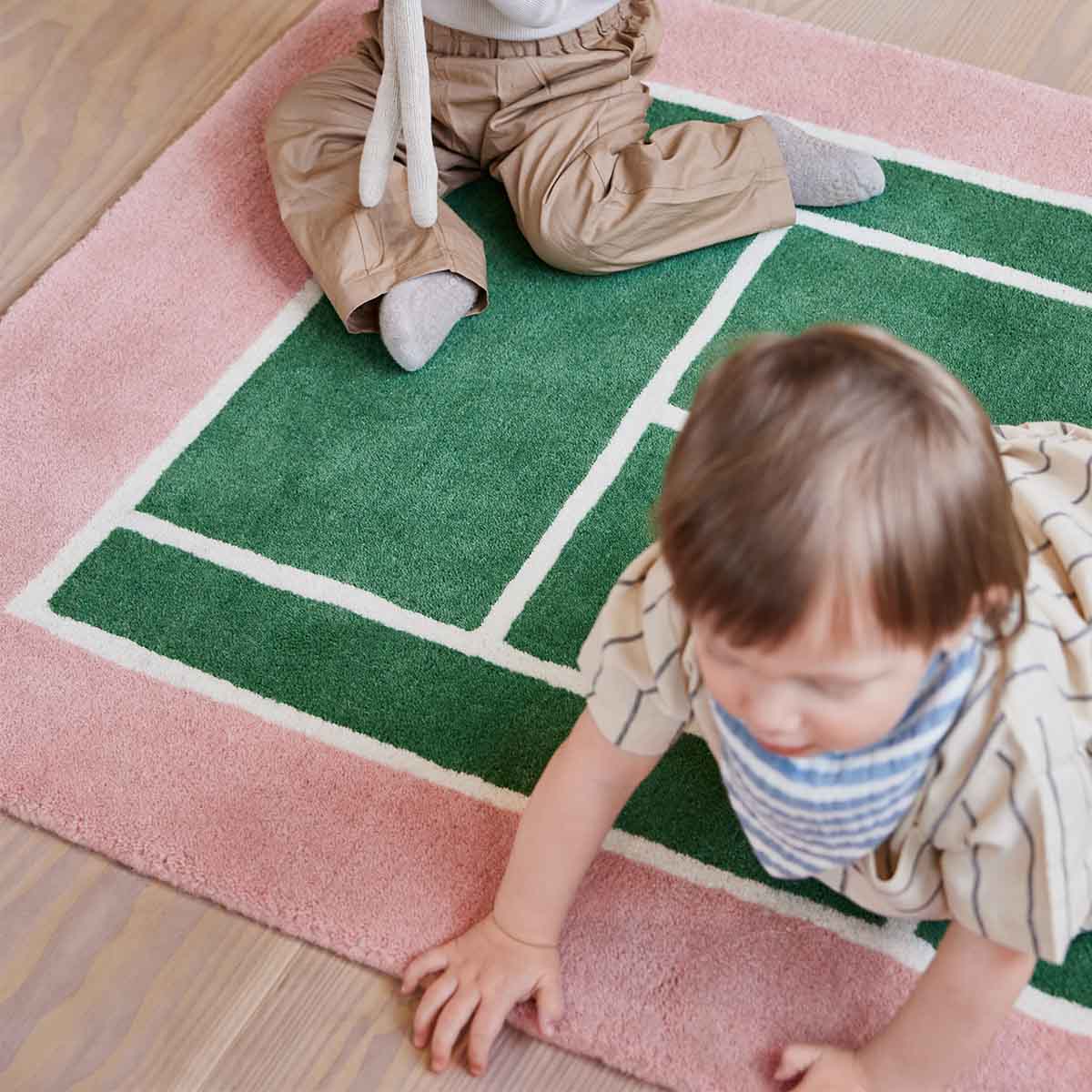 OYOY MINI Tennis Rug Rug 701 Green / Rose