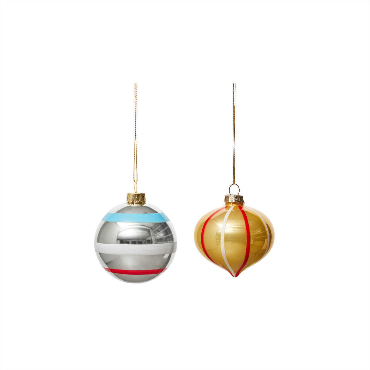 OYOY LIVING Vintage Christmas Glass Ornament No. 2 - Pack of 2 Christmas