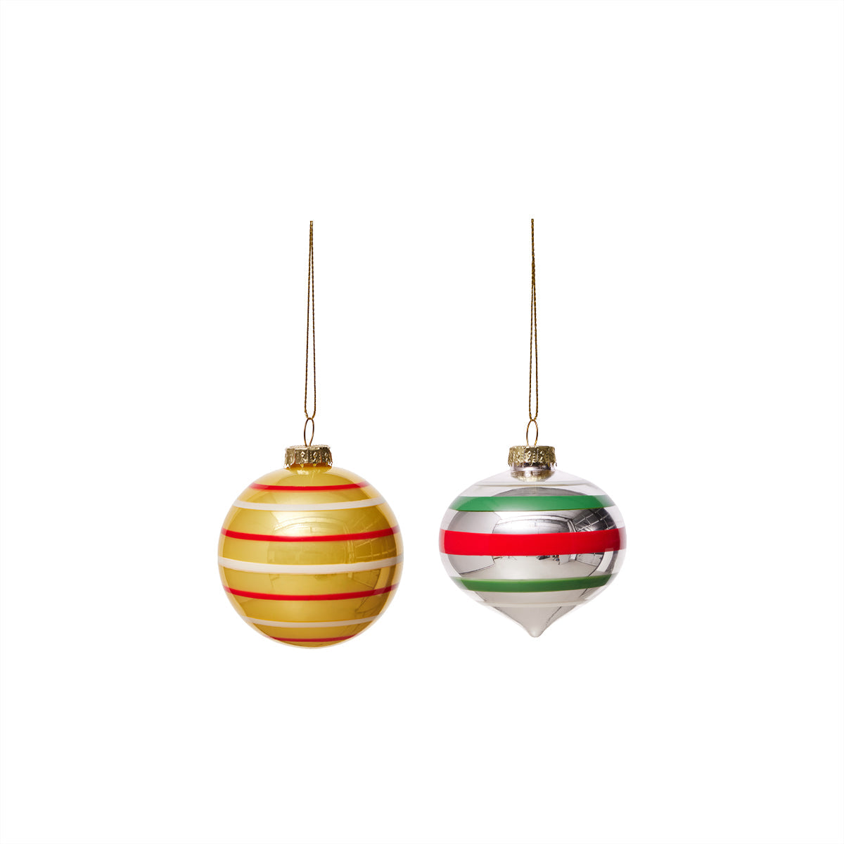 OYOY LIVING Vintage Christmas Glass Ornament No. 3 - Pack of 2 Christmas 908 Multi