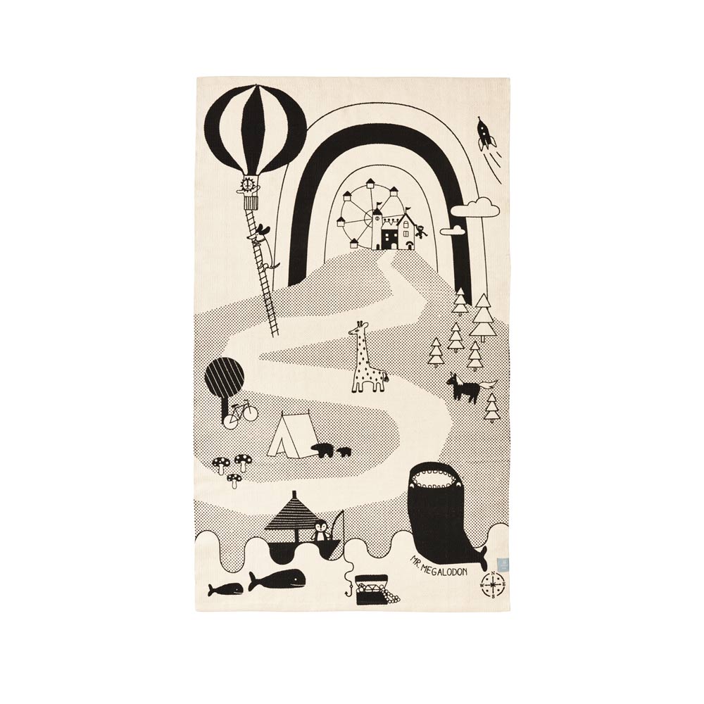 Load image into Gallery viewer, OYOY MINI Mr. Megalodon Adventure Rug Rug 102 Offwhite / Black
