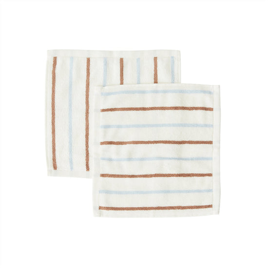 Load image into Gallery viewer, OYOY LIVING Raita Wash Cloth - Pack of 2 Towel 307 Caramel / Ice Blue
