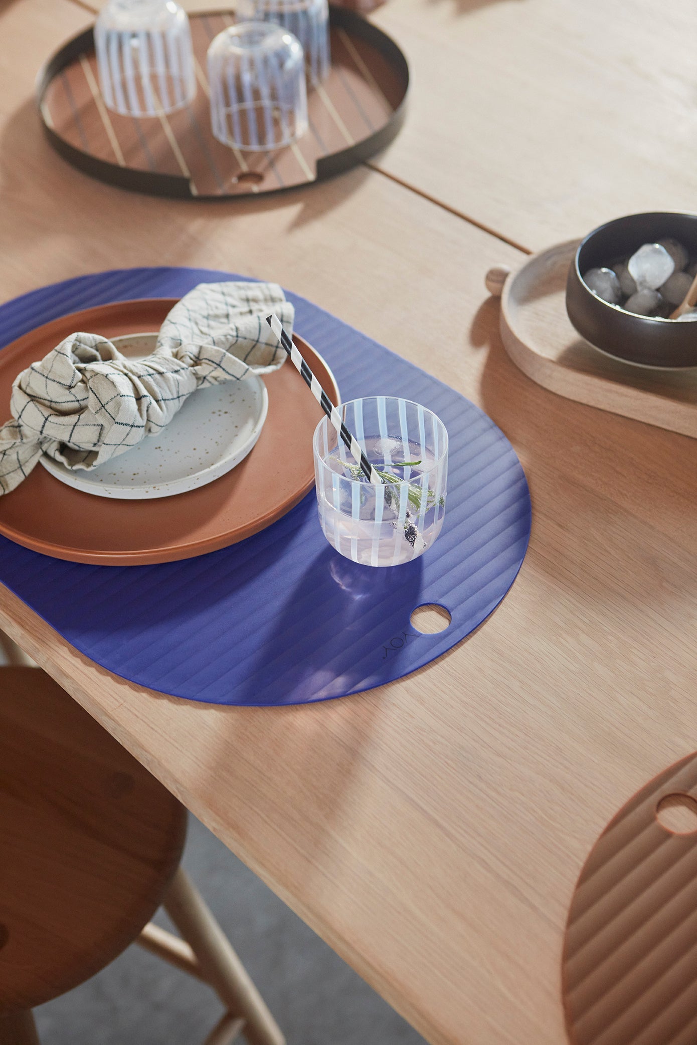 OYOY LIVING Ribbo Placemat - Pack of Placemat 609 Optic Blue
