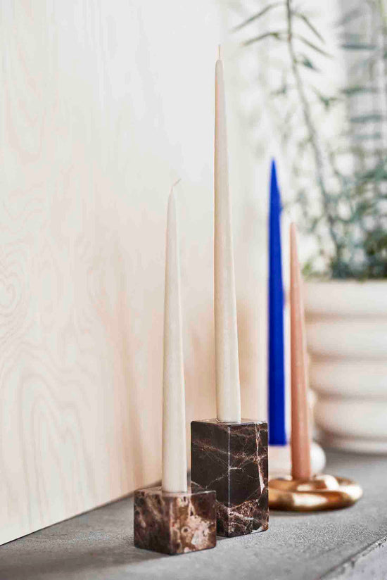 OYOY LIVING Savi Square Marble Candleholder - High Candleholder 309 Choko