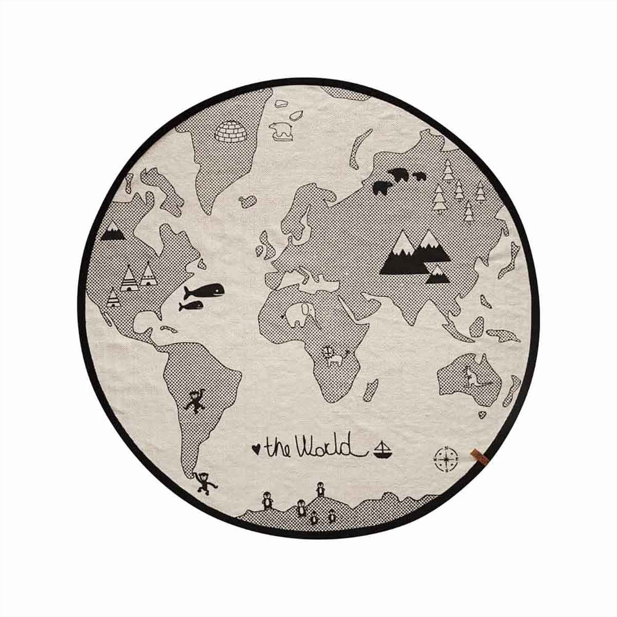 Load image into Gallery viewer, OYOY MINI The World Rug Rug 102 Offwhite / Black
